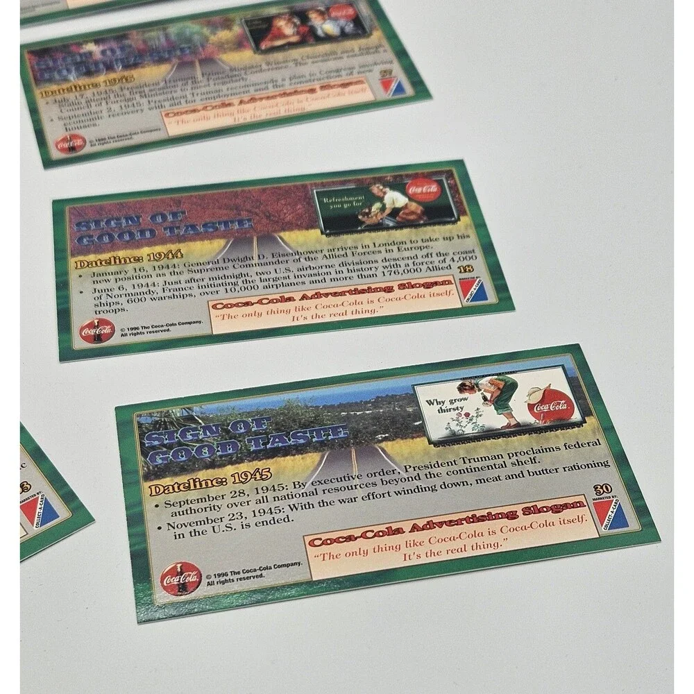 Coca-Cola Sign of Good Taste 1996 Non-Sport Trading Card Lot 8 Vintage